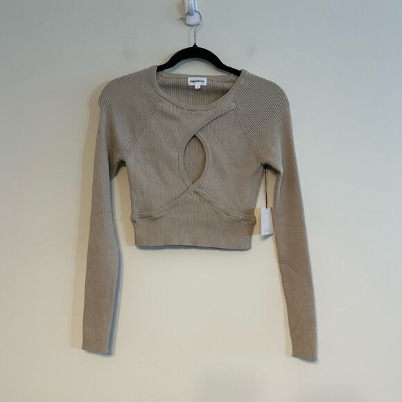 NWT Superdown Arabella Cropped Keyhole Sweater Tan Size Large Revolve - Picture 2 of 7